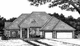 Colonial European One-Story Elevation of Plan 97800
