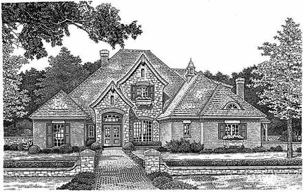 European Tudor Elevation of Plan 97801