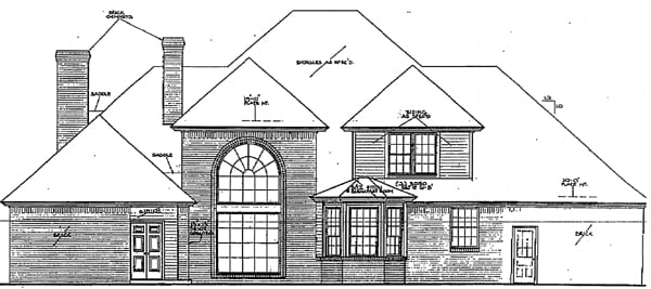 Colonial European French Country Rear Elevation of Plan 97802