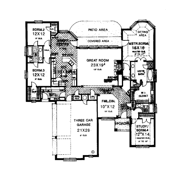 Bungalow European One-Story Level One of Plan 97815