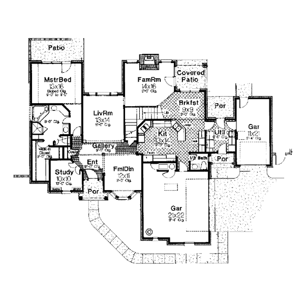 Bungalow Colonial European Level One of Plan 97816