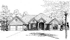 European One-Story Elevation of Plan 97818