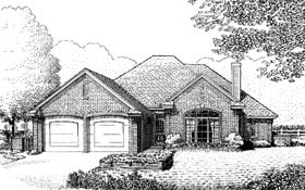 One-Story Traditional Elevation of Plan 97821