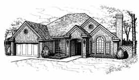 European One-Story Elevation of Plan 97829