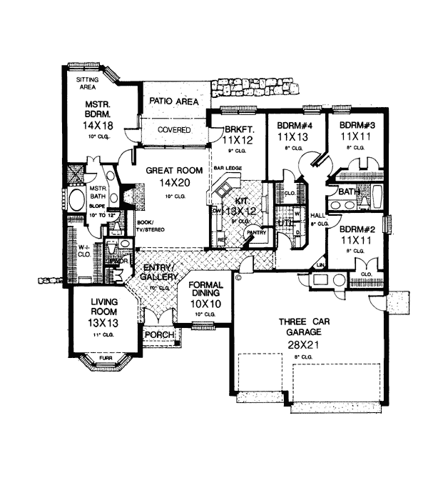 Craftsman European One-Story Level One of Plan 97833