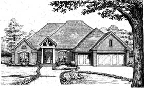 European One-Story Elevation of Plan 97834