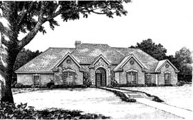 European One-Story Elevation of Plan 97837
