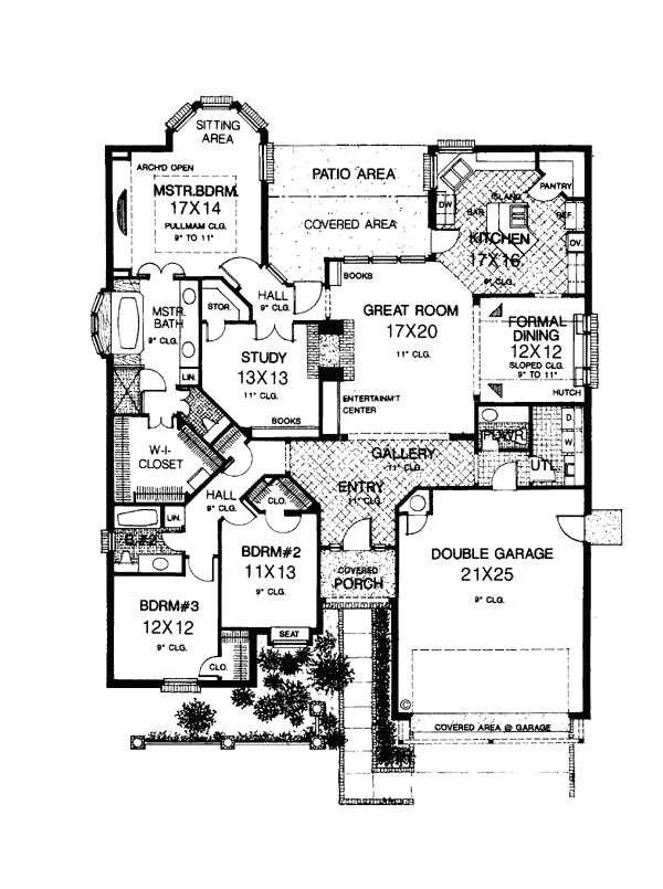 Bungalow European One-Story Level One of Plan 97838