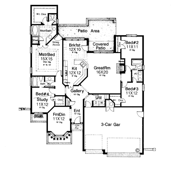 Bungalow European One-Story Level One of Plan 97847