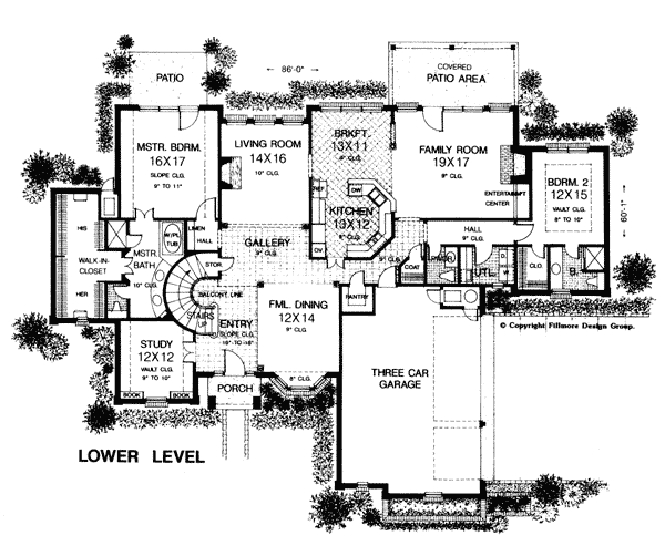 Bungalow European French Country Level One of Plan 97848