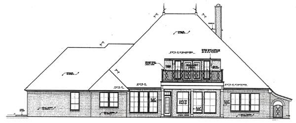 Country European Rear Elevation of Plan 97864