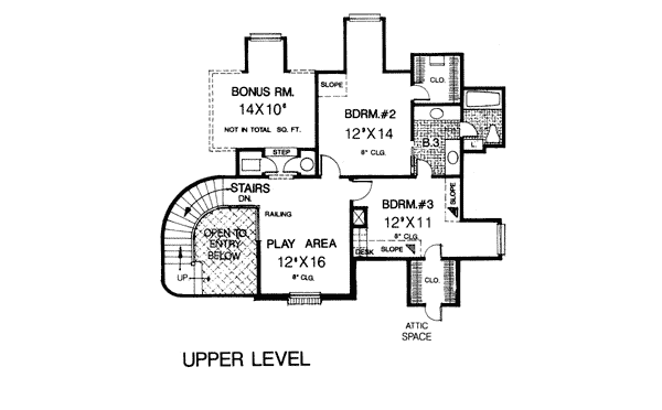 Bungalow European French Country Level Two of Plan 97874