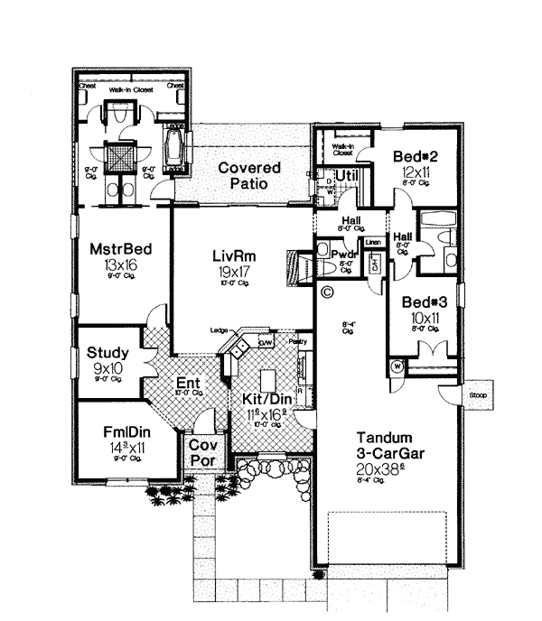 Bungalow European One-Story Level One of Plan 97876