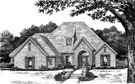 European One-Story Elevation of Plan 97885