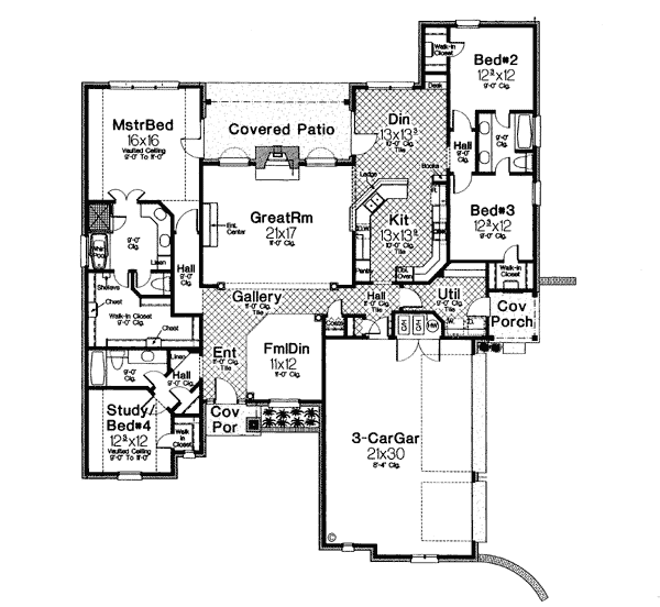 European One-Story Level One of Plan 97887