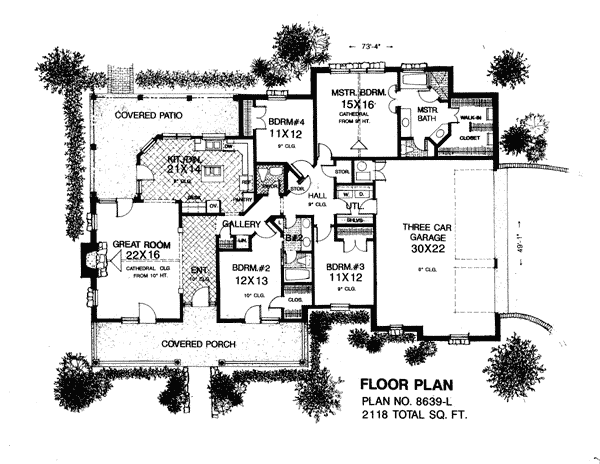 Bungalow Country One-Story Level One of Plan 97890