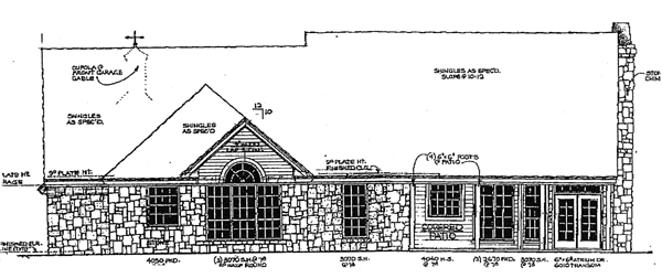 Bungalow Country One-Story Rear Elevation of Plan 97890