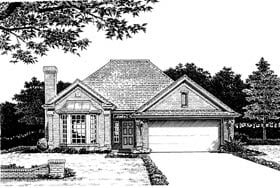 European One-Story Elevation of Plan 97892