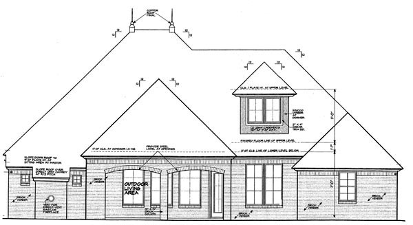 Country European Rear Elevation of Plan 97894