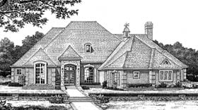 European One-Story Elevation of Plan 97896