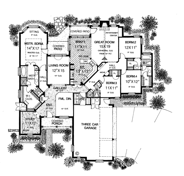 Bungalow European One-Story Level One of Plan 97897