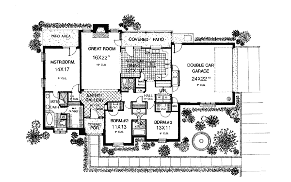 Bungalow One-Story Traditional Level One of Plan 97898