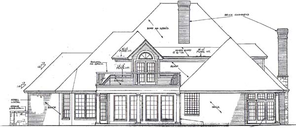 Bungalow European French Country Rear Elevation of Plan 97899