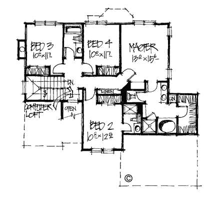 House Plan 97937 Second Level Plan