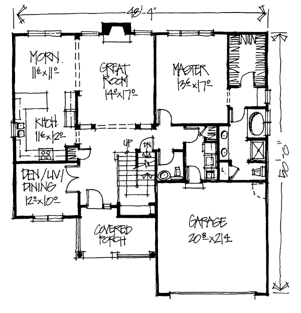 Bungalow Country Craftsman Level One of Plan 97941