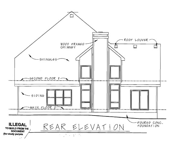 Bungalow Country Craftsman Rear Elevation of Plan 97941