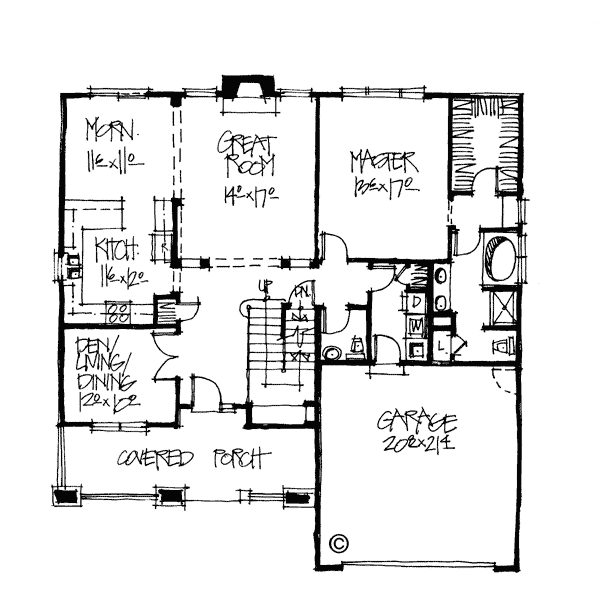 Bungalow Country Craftsman Level One of Plan 97942