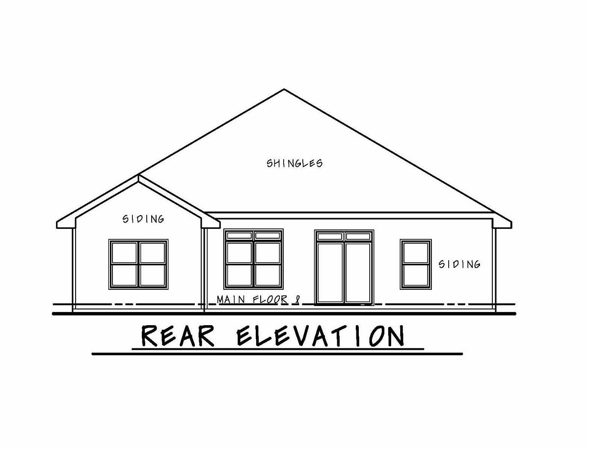 Country Farmhouse Traditional Rear Elevation of Plan 97950