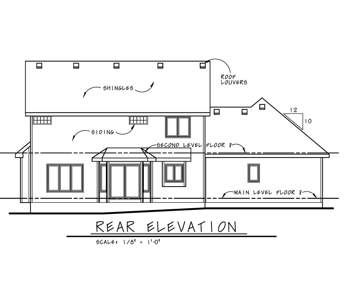 Craftsman Rear Elevation of Plan 97951