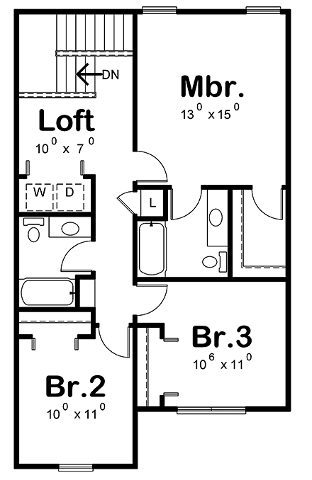 House Plan 97960 Second Level Plan