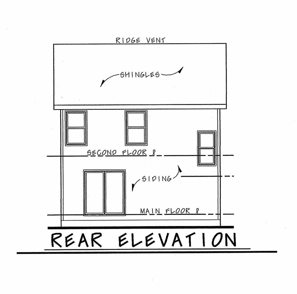Craftsman Rear Elevation of Plan 97973