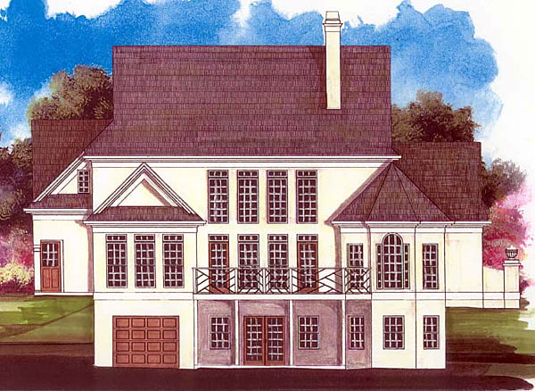 Colonial Country Rear Elevation of Plan 98201