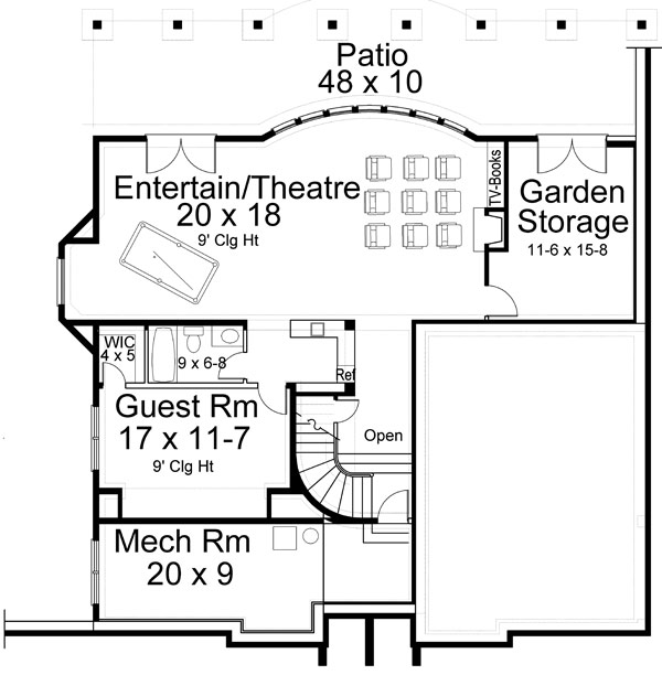 Colonial European Greek Revival Lower Level of Plan 98206