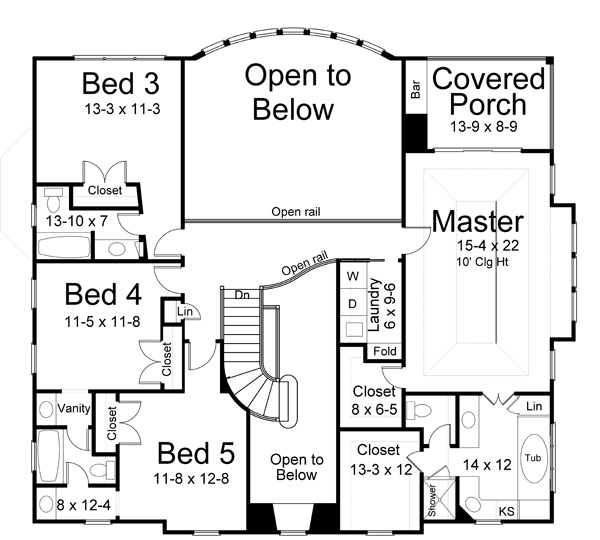 Colonial European Greek Revival Level Two of Plan 98206