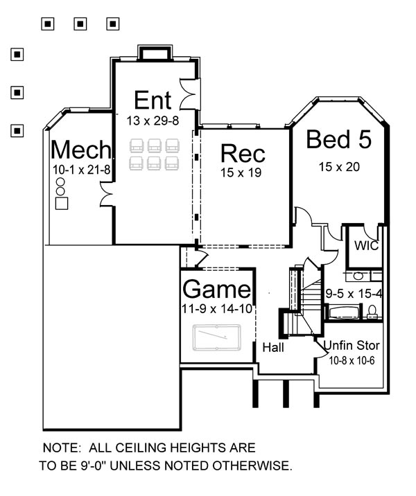 European Greek Revival Lower Level of Plan 98211