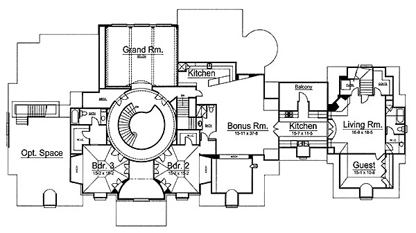 Greek Revival Level Two of Plan 98213