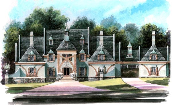 Greek Revival Plan with 6079 Sq. Ft., 5 Bedrooms, 7 Bathrooms, 3 Car Garage Elevation