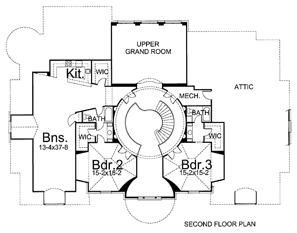 Colonial Greek Revival Level Two of Plan 98214
