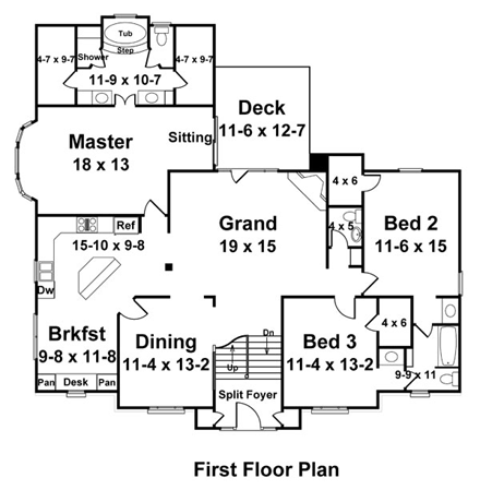 House Plan 98223 First Level Plan