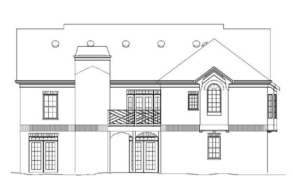 Colonial One-Story Rear Elevation of Plan 98223