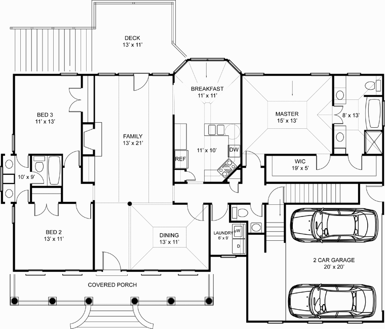 Cape Cod Colonial Country One-Story Alternate Level One of Plan 98224