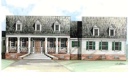 Cape Cod Colonial Country One-Story Elevation of Plan 98224