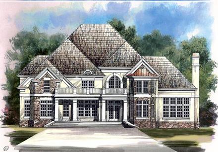 Colonial European Greek Revival Tudor Elevation of Plan 98227