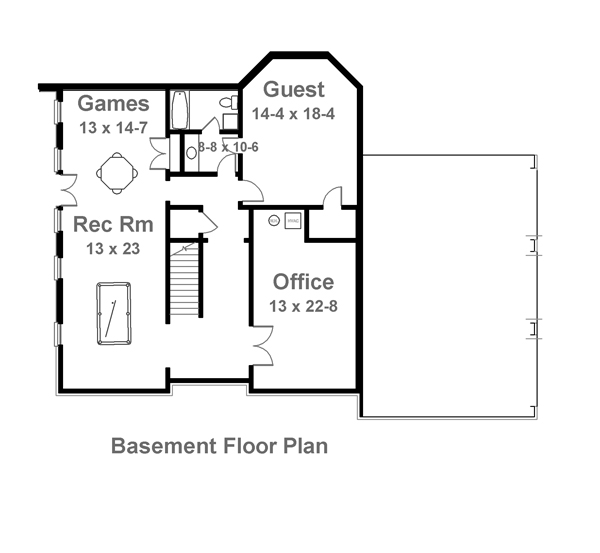 Colonial European Greek Revival Lower Level of Plan 98228