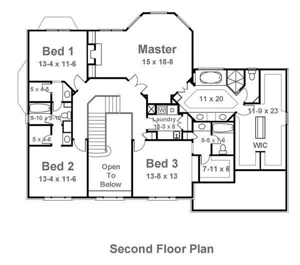 Colonial European Greek Revival Level Two of Plan 98228