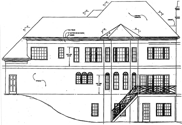 Colonial European Rear Elevation of Plan 98232